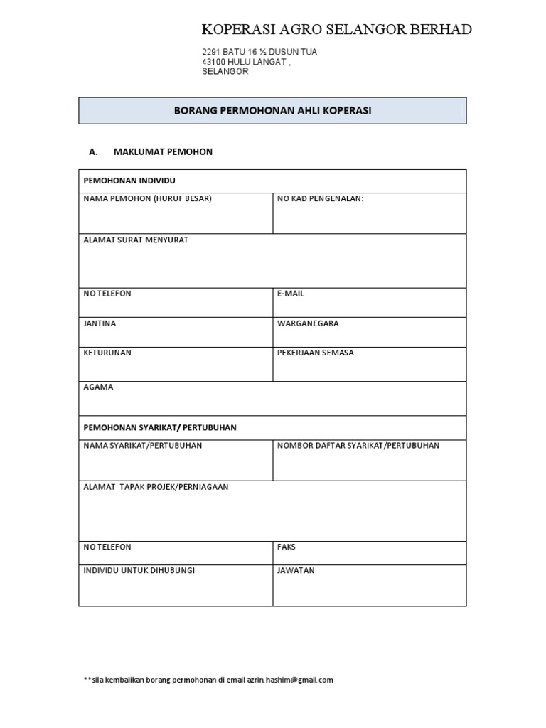 Borang An Ahli Koperasi Pdf