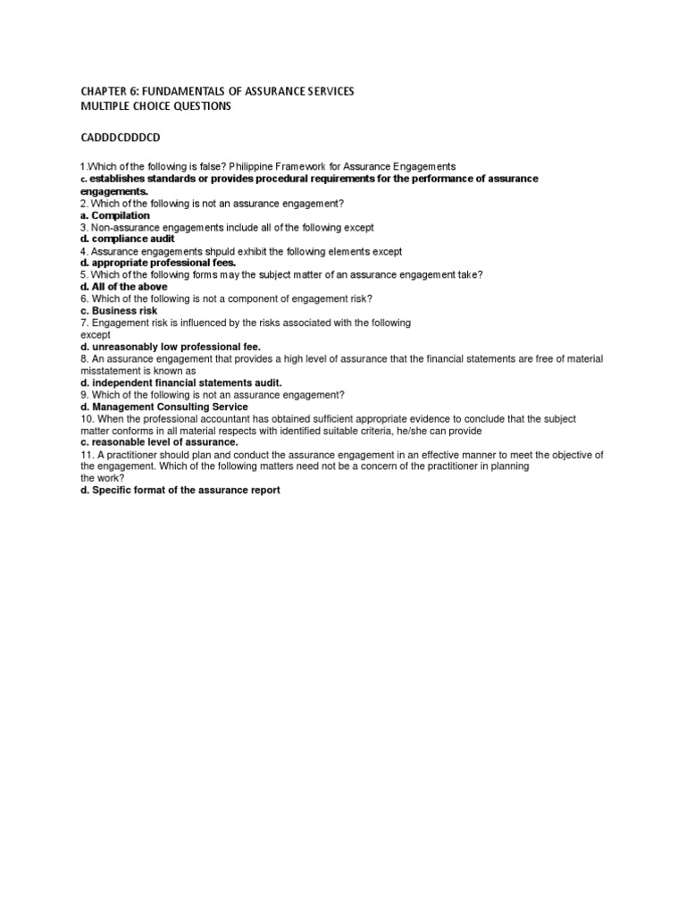 Assurance Services: Key Concepts Quiz | PDF