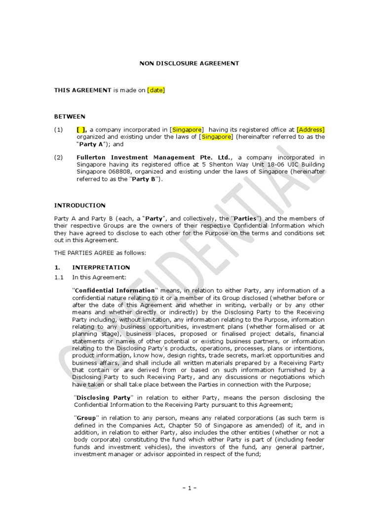 Standard NDA PDF Indemnity Confidentiality