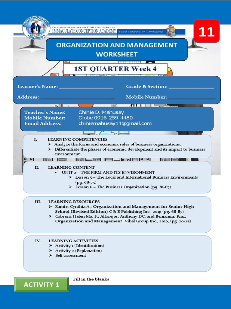 The Firm & Its Environment Worksheet 4 Org. & Mgt. | PDF