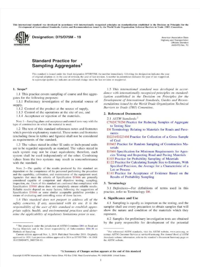 Astm D75-19 | PDF