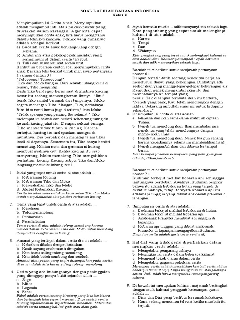 Soal Latihan Bahasa Indonesia Pdf