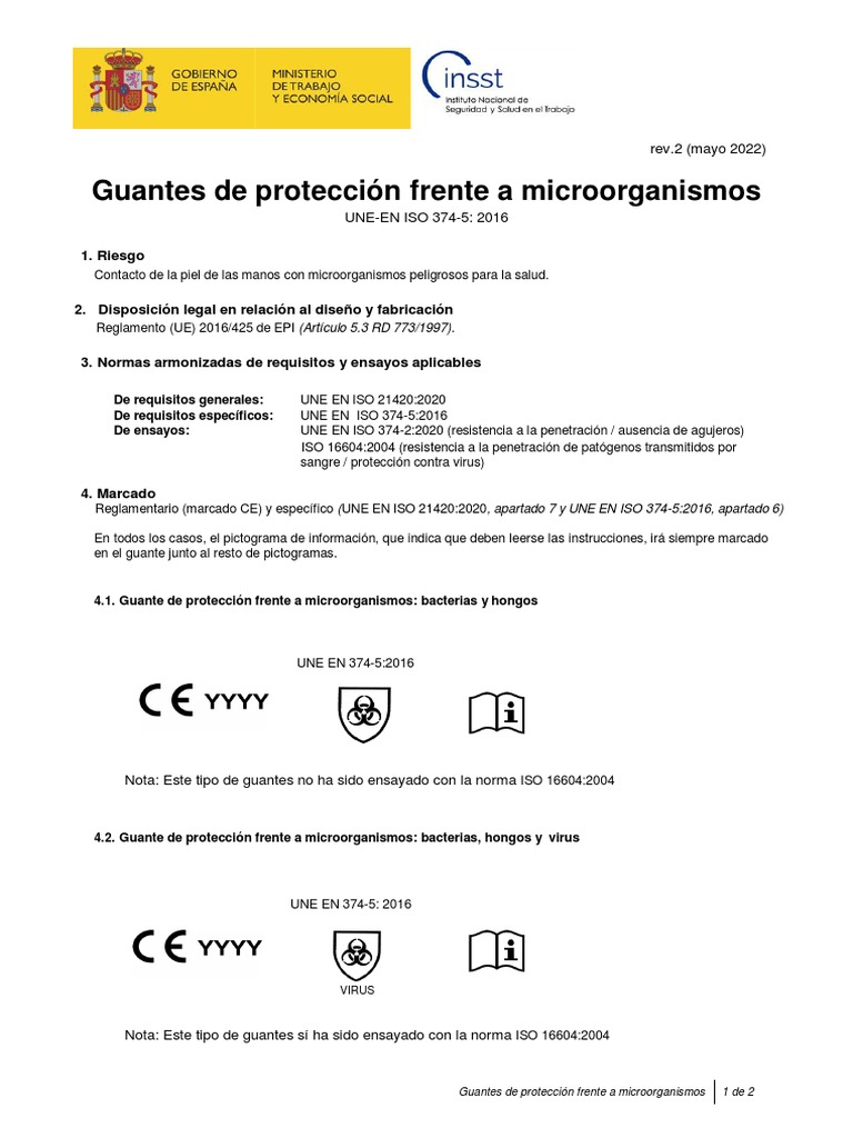 Guantes de Protección y ISO 16604 | PDF | Microorganismo ...
