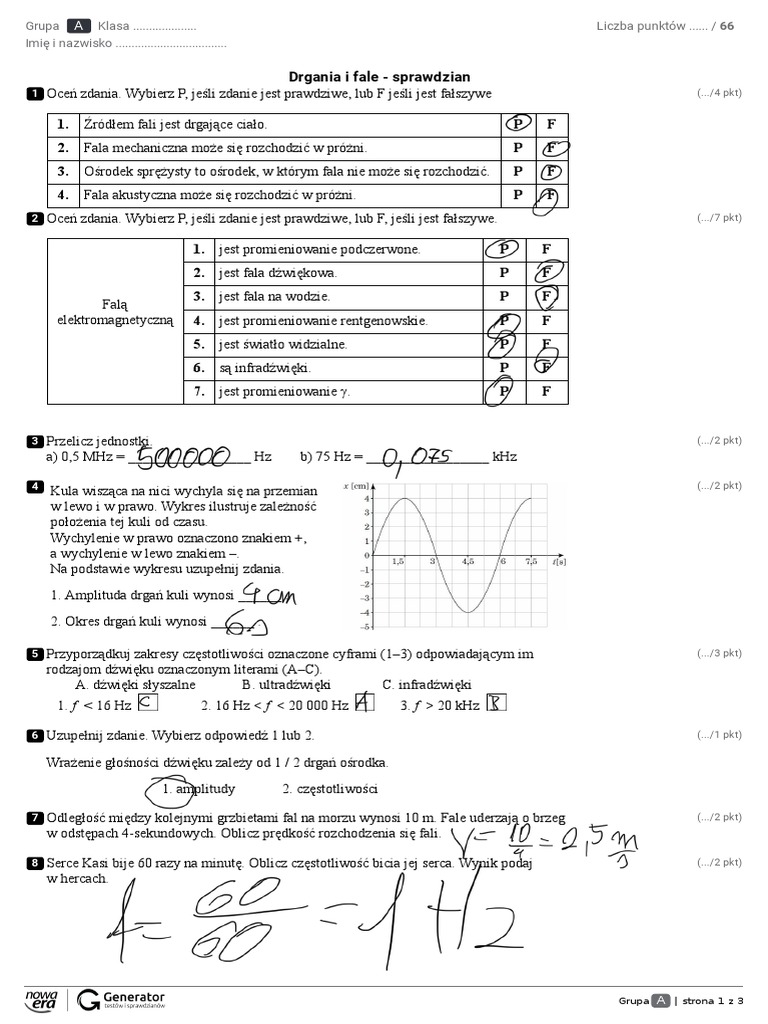 Drgania I Fale Klasa 8 Test Drgania I Fale PDF | PDF