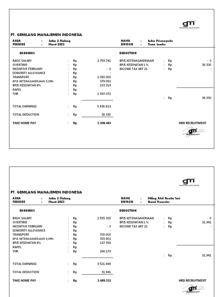 Slip Gaji Jatim 2 Malang Maret 2023 PDF PDF