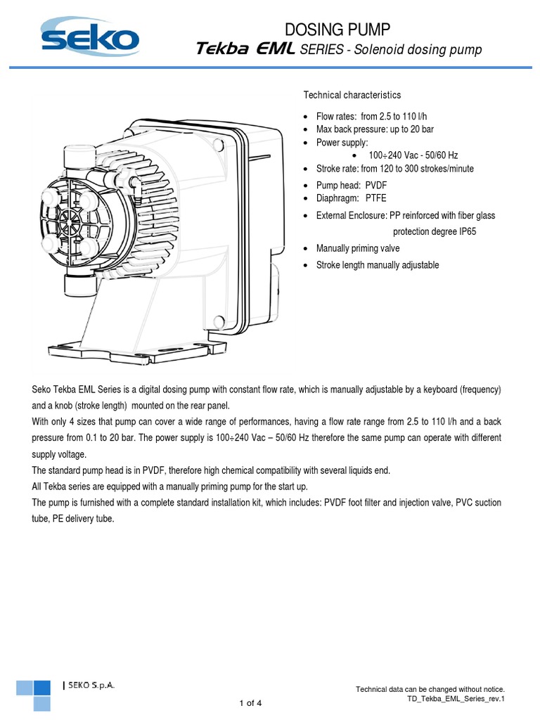 Tekba Dosing Pump PDF Pump Valve