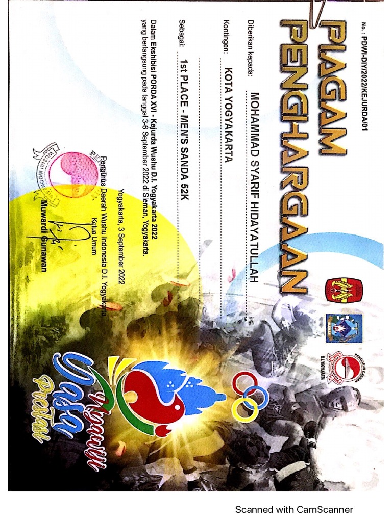 Sertifikat Kejurda Wushu 2022 Jcm Pdf