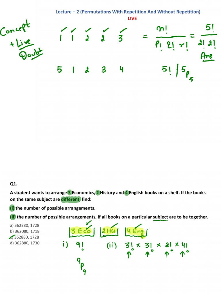 Lecture-2 Permutation With and Without Repetition - 17133853 - 2023 ...