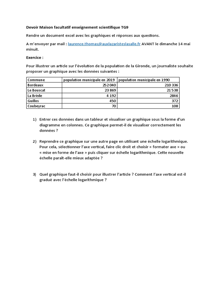 Graphiques avec échelle logarithmique Excel | PDF