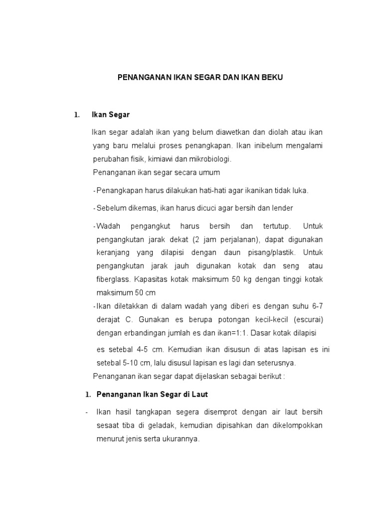 MODUL 4 PENANGANAN IKAN SEGAR DAN IKAN BEKU | PDF