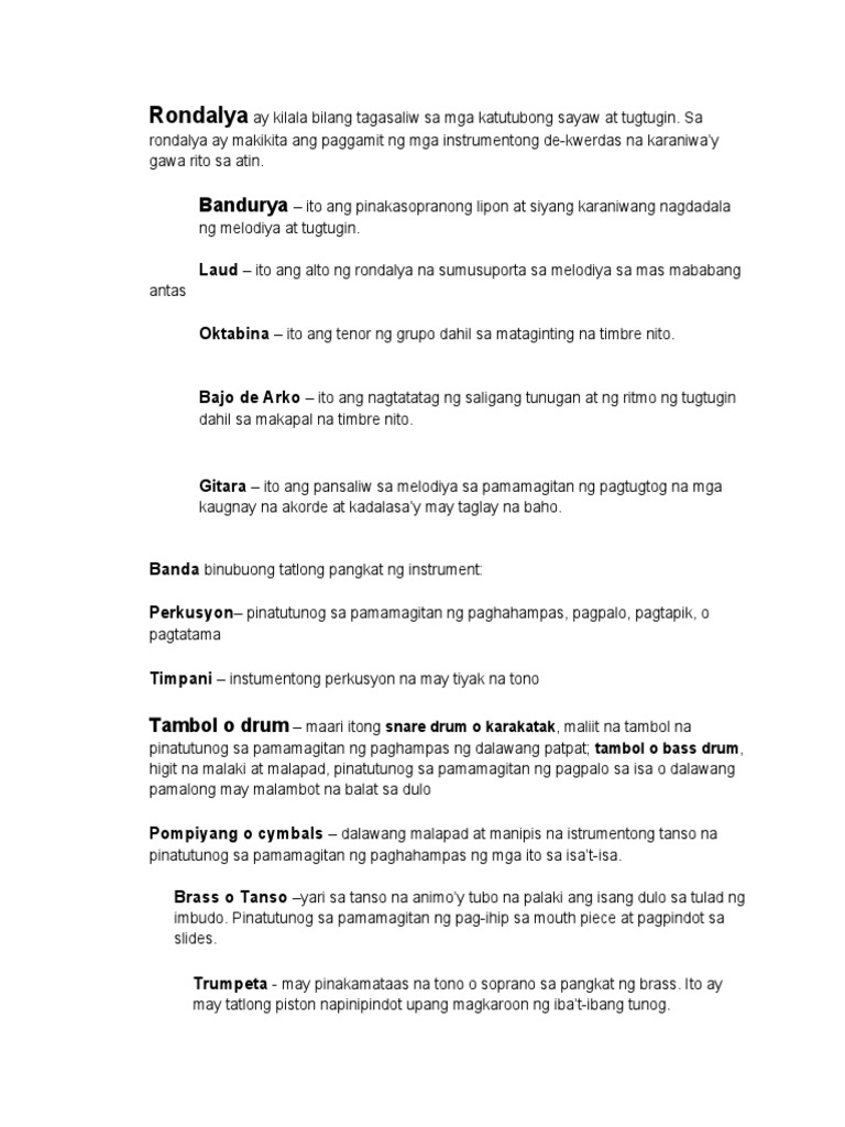 Music Instrument Pdf