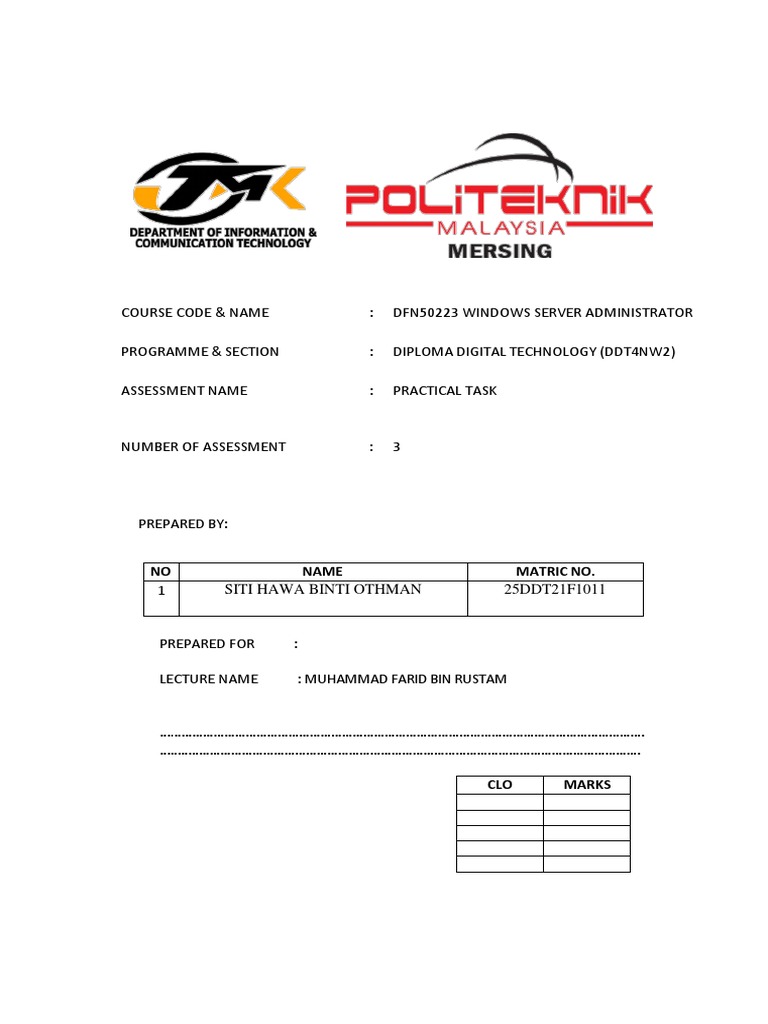 Practical Task 3 - F1011 | PDF
