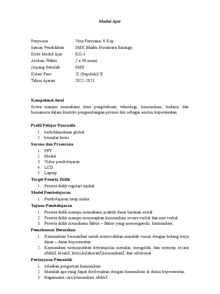 Modul Ajar Komkep 3 | PDF