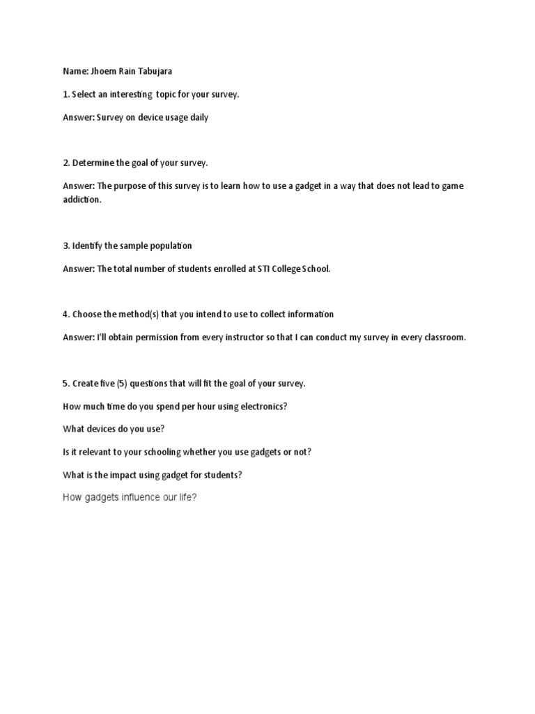 Survey on Gadget Usage Among Students | PDF | Career & Growth
