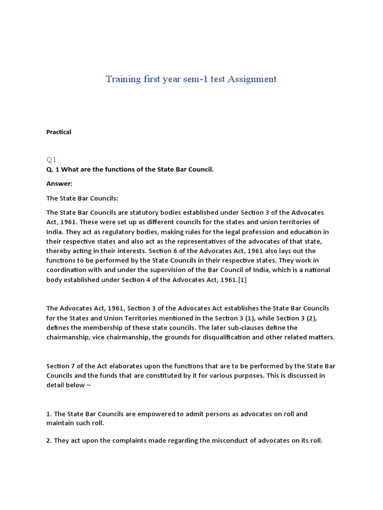 First Year SEM - 1 Training Test Assignment | PDF | Contempt Of Court ...