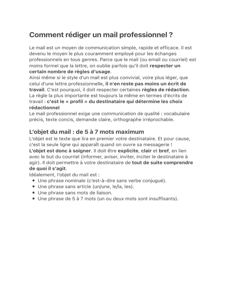 Comment Rédiger Un Mail Professionnel | PDF | Phrase | la communication