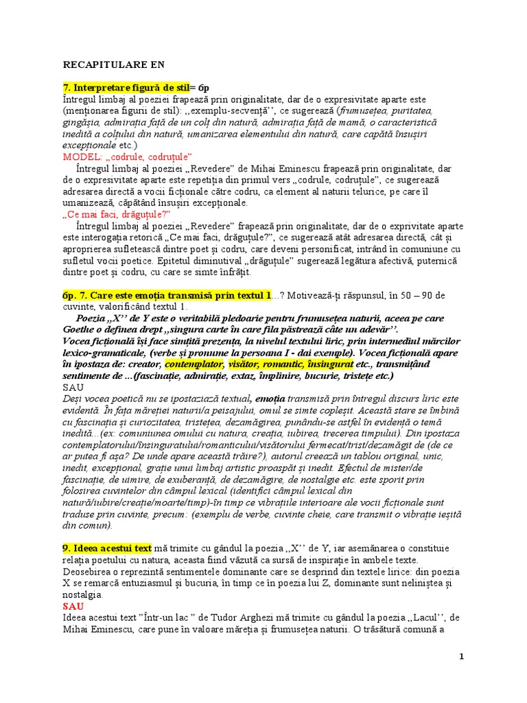 Recapitulare en | PDF