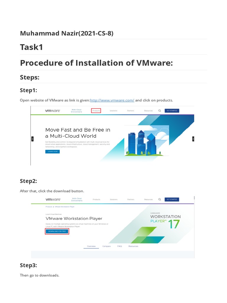 Installation of Virtual Machine PDF V Mware Virtual Machine