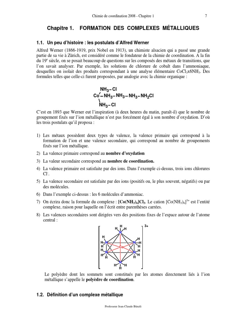 Formation des complexes métalliques PDF Complexe (chimie) Ion — free download