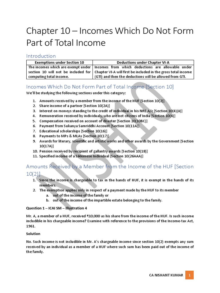 Exempt Incomes Under Section 10 | PDF | Tax Deduction | Income Tax