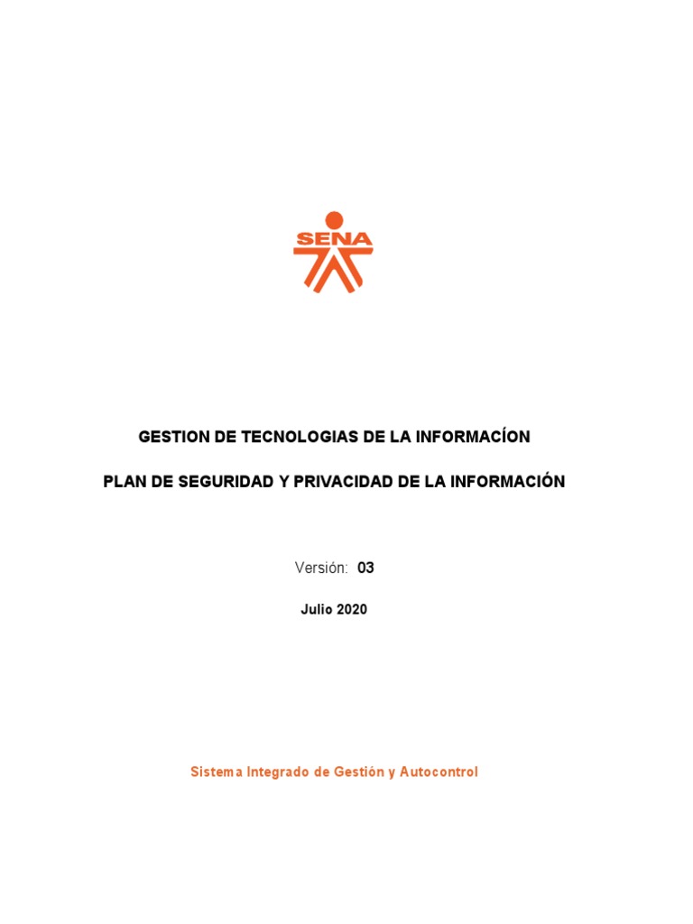 Plan de Seguridad de la Información SENA | PDF | La seguridad ...