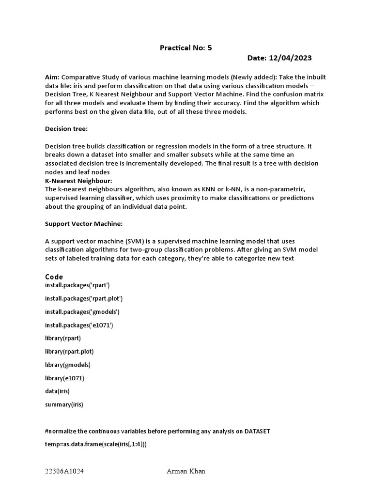 Comparative Study of ML Models on Iris | PDF | Statistical ...