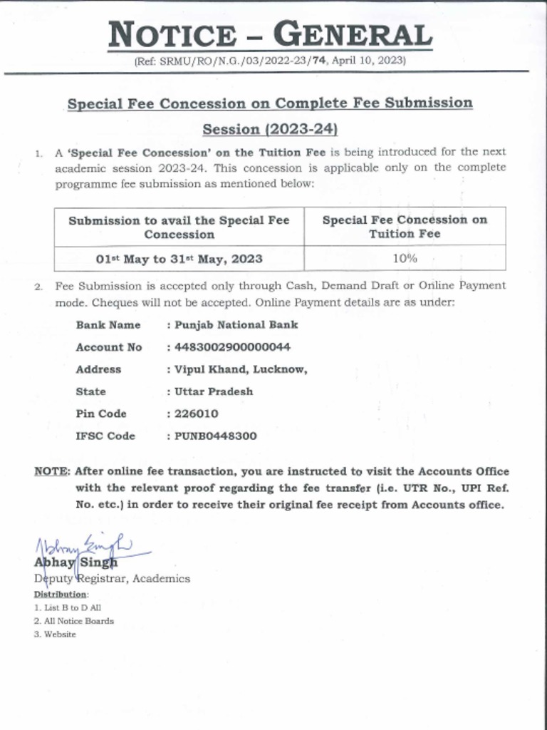 Notice General Special Fee Concession on Complete Fee Submission PDF