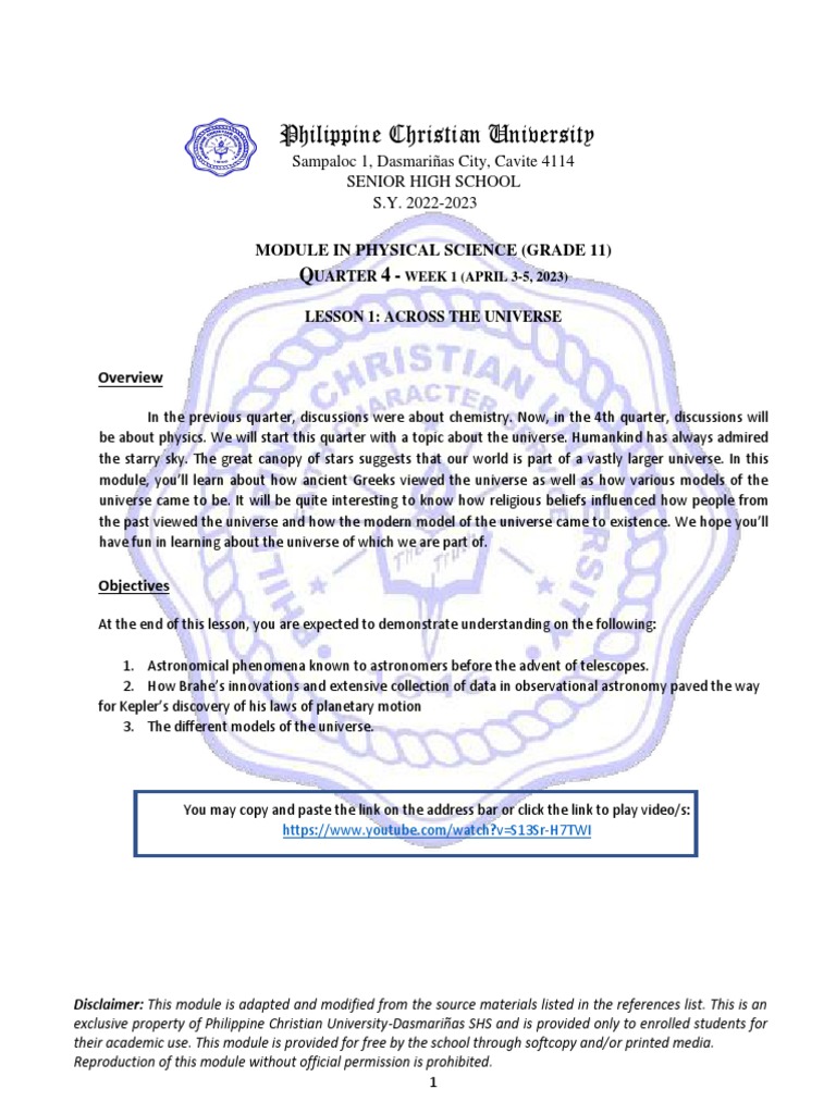 Grade 11 Physical Science Module | PDF