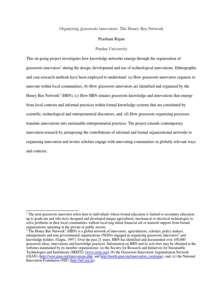 Organizing Grassroots Innovators | PDF | Politics
