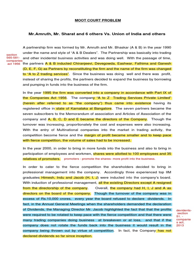 Company Law Problem - Sem 6 PDF | PDF | Career & Growth | Business