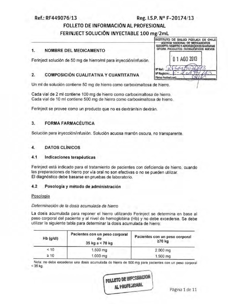 Ferinject 100mg 2ml | PDF