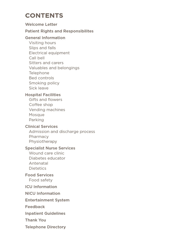 Mediclinic Welcare Hospital Patient Information Directory | PDF ...