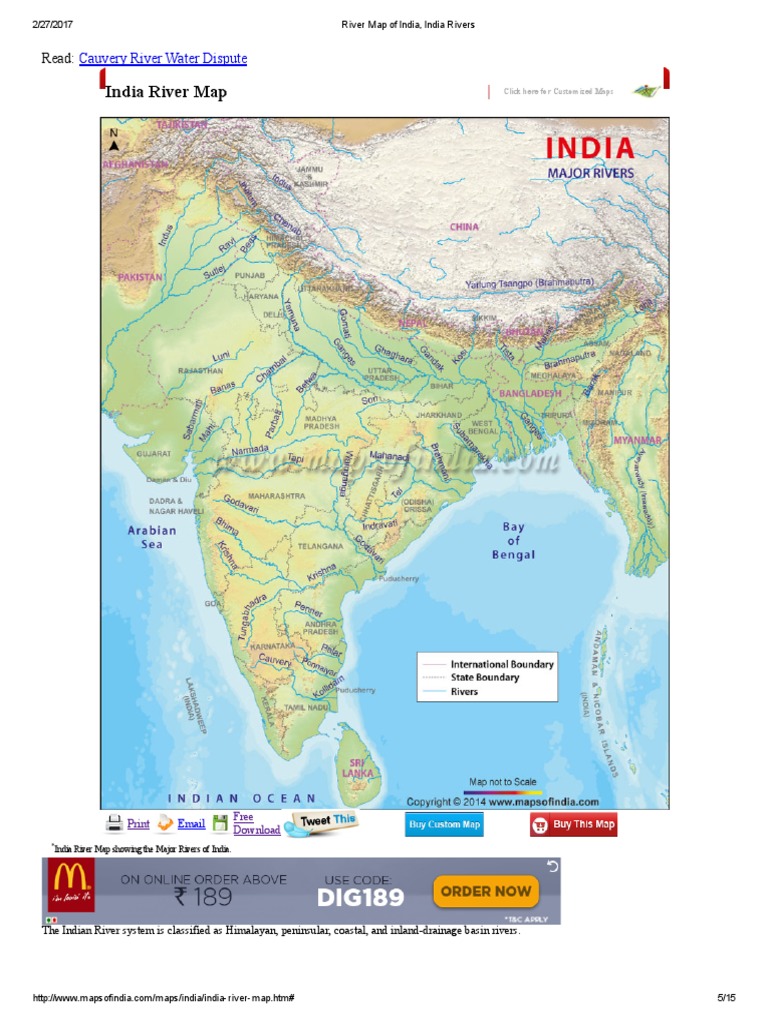 Major Rivers of India Map Download | PDF