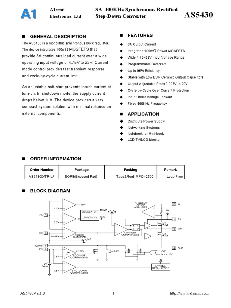 AS5430 A1semi PDF | PDF | Capacitor | Rectifier