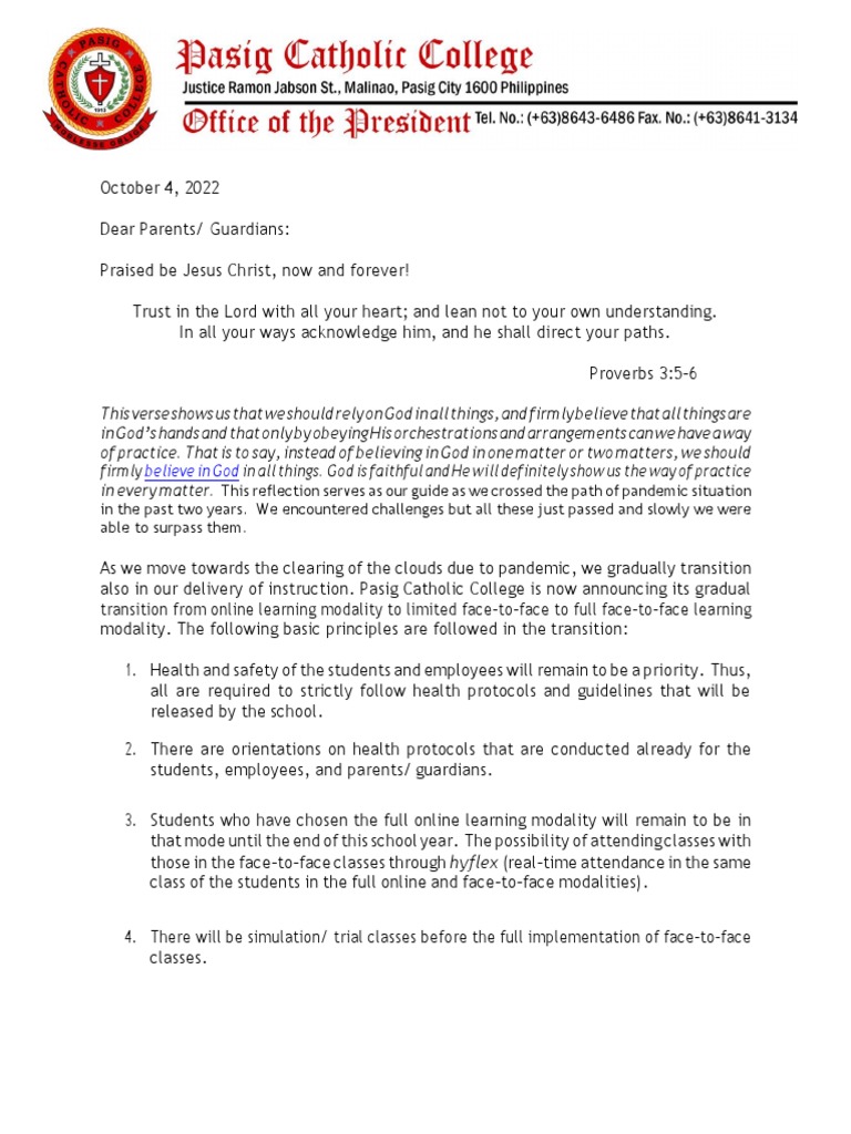 Letter to parents pdf jesus god
