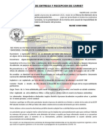 Constrancia de Entrega y Recepcion de Carnet de Popstulante