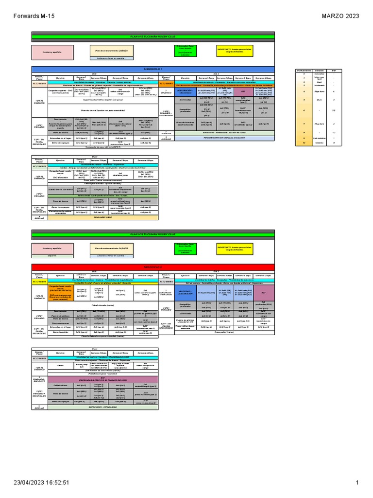 Forwards M-15 PDF | PDF | Entrenamiento de fuerza | Aficiones