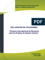 DIP-2008-01 - Cochabamba - Abril - 2008 - Declaracion de Cochabamba - Taller de Educación Superior Pra El Alba - 1 PDF