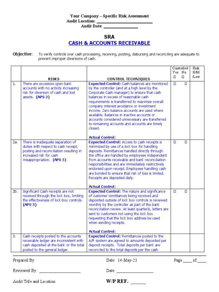 SOx 404 Cash Audit Program | PDF