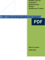 TP: Chromatographie Sur Papier: Date de Remise: 09/02/2021