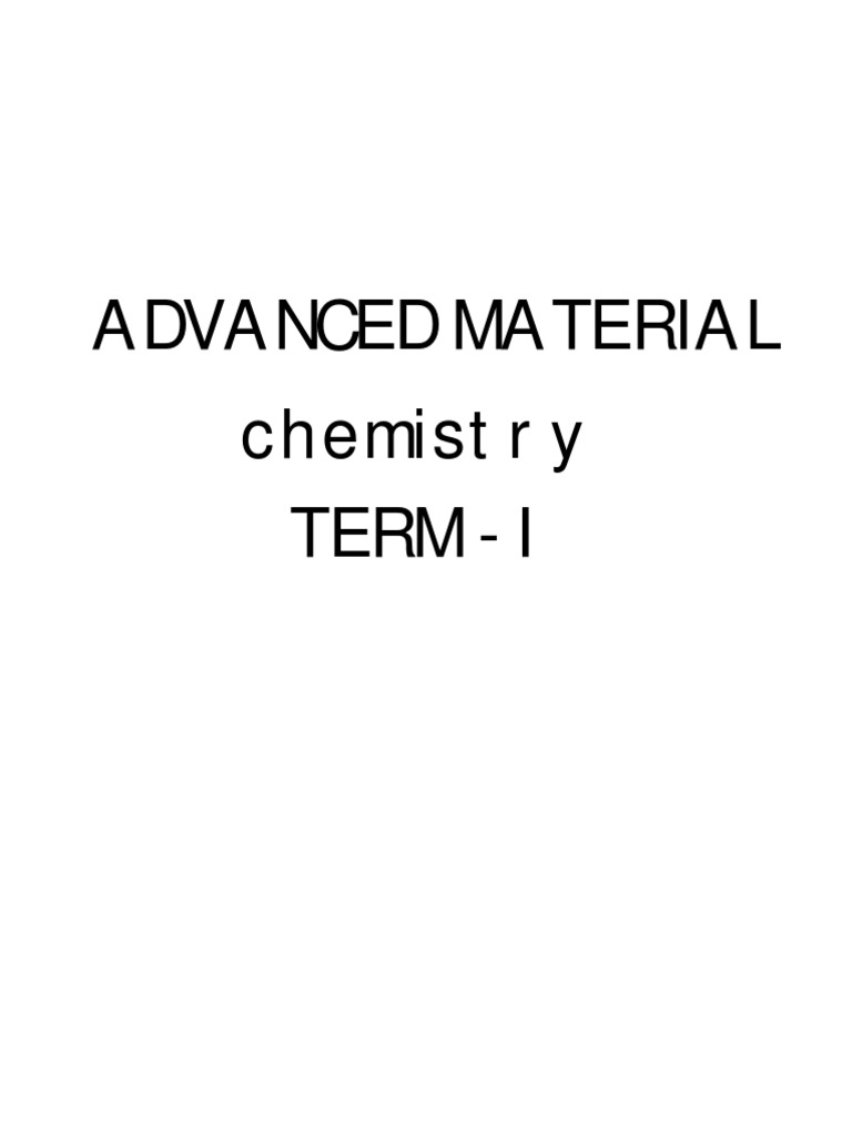Advanced Material Chemistry Term 1 PDF Redox Chemistry