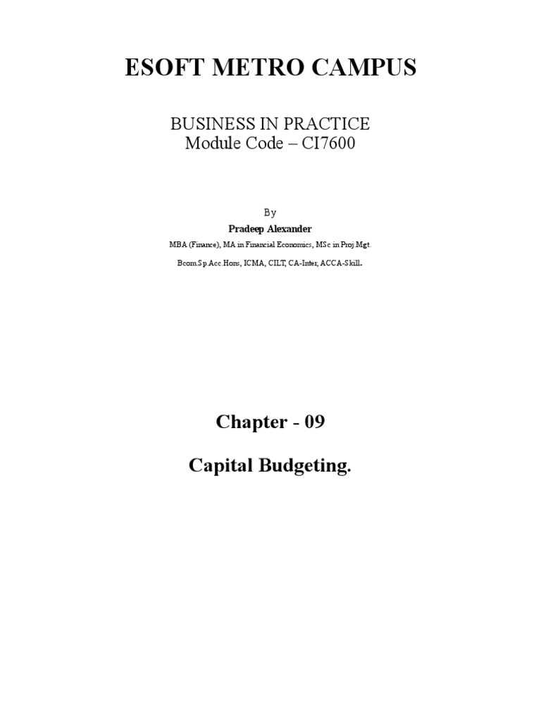 Chapter 9 Capital Budgeting Pdf Pdf Net Present Value Internal