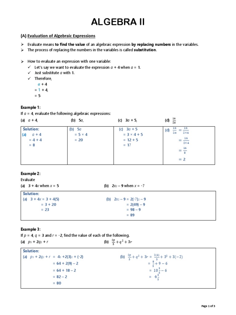 Algebra II (Notes) | PDF | Arithmetic | Mathematical Objects