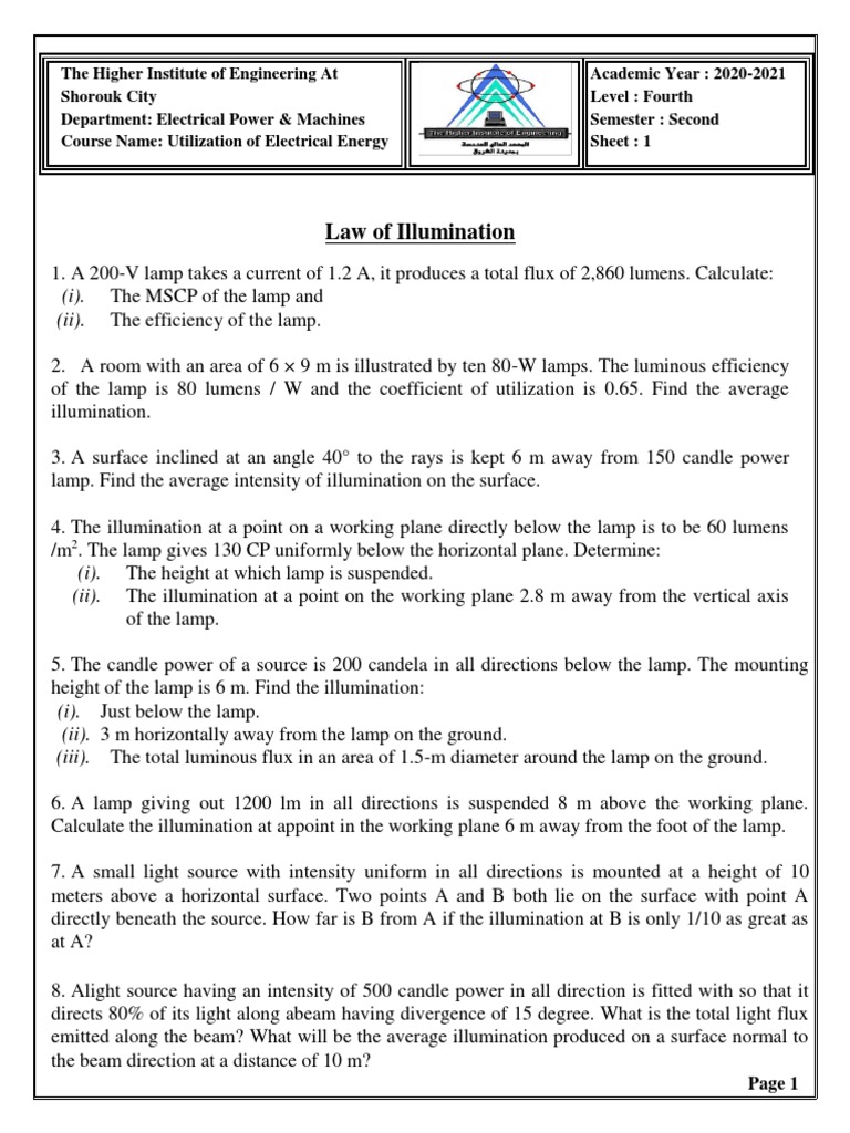 Sheet 1 Illumination PDF