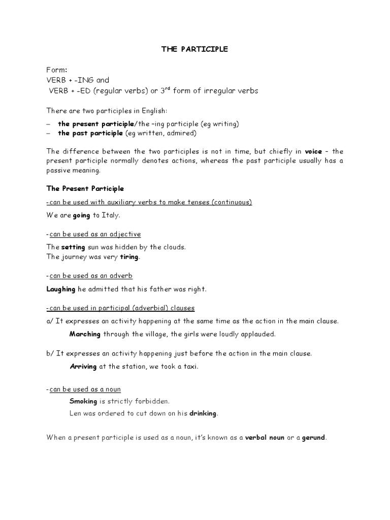 Understanding English Participles | PDF | Verb | Linguistic Morphology