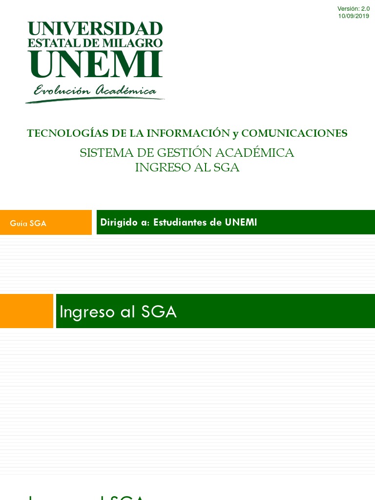 Guía de Ingreso al SGA UNEMI | PDF | Contraseña | Moodle
