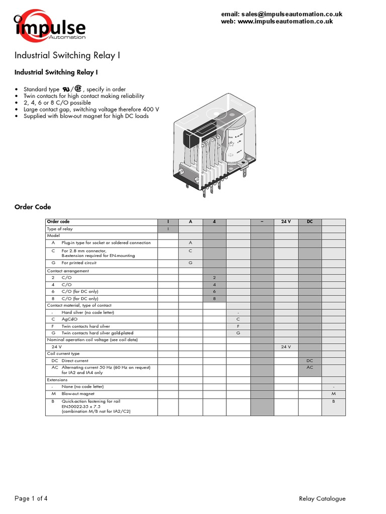 Kuhnke Industrial Relay Specifications | PDF | Relay | Alternating Current