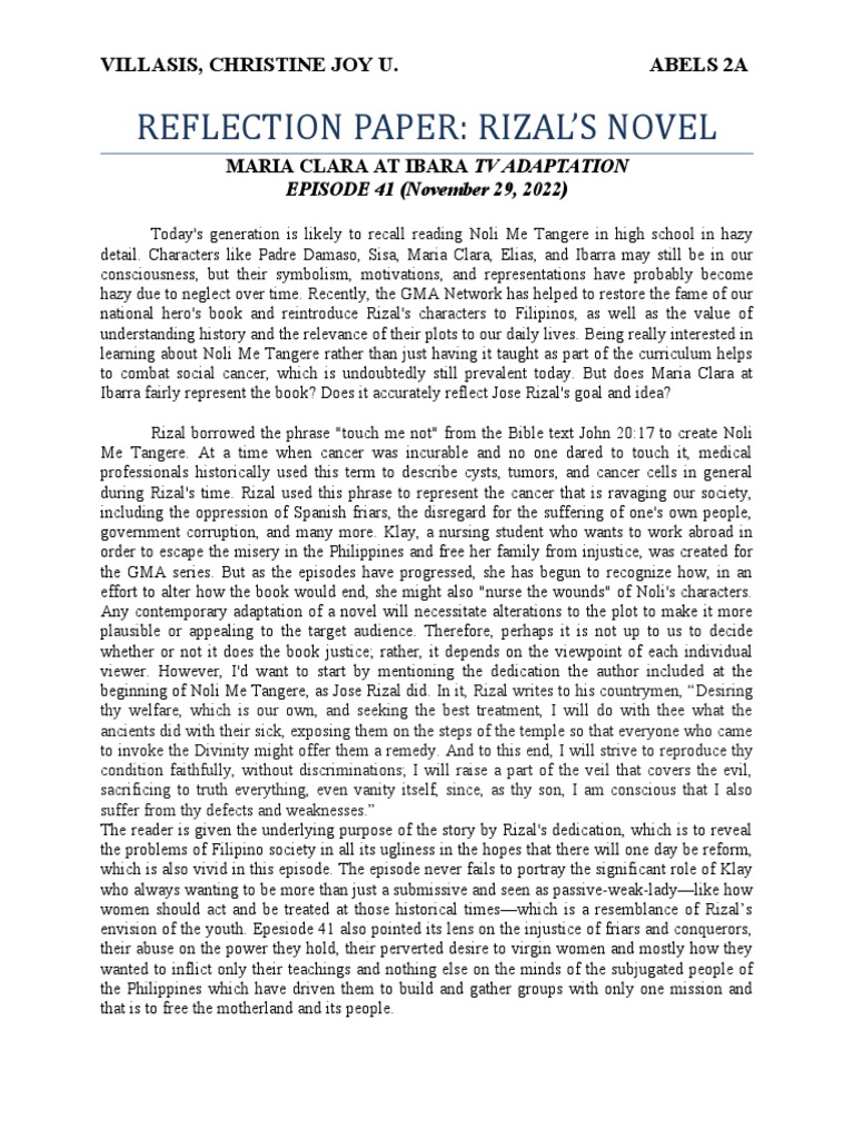 Reflection on Maria Clara at Ibarra | PDF | Social Science