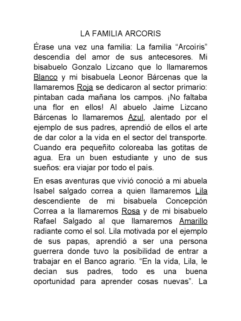 La Historia de la Familia Arcoíris | PDF | Poesía