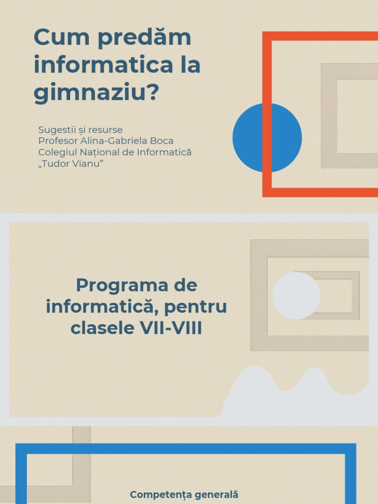 Cum Predăm Informatica La Gimnaziu | PDF
